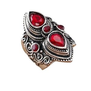NEW Vintage Boho look red cubic zirconia size 8